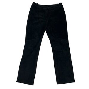Willi Smith Collection Black Suede Leather Straight Leg Pants Size 10 Women’s
